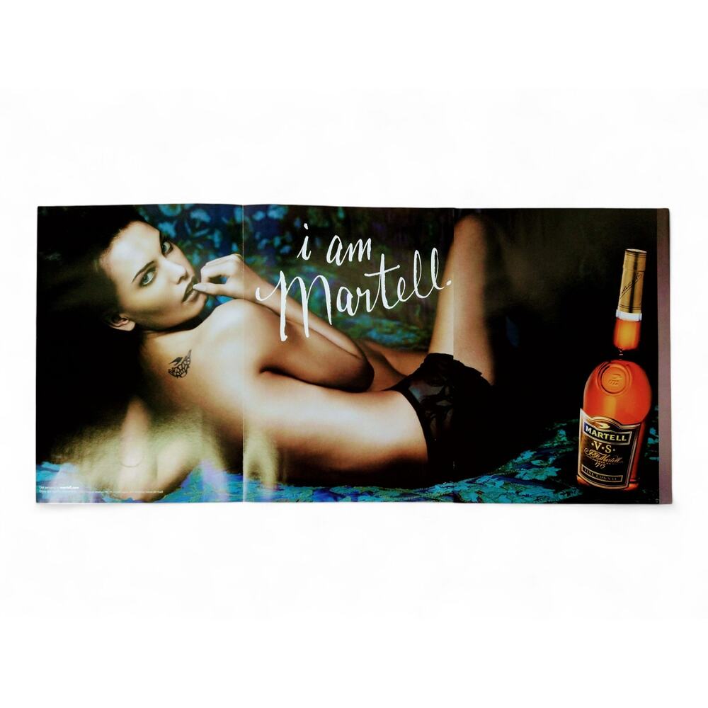 2001 Martell Cognac 3pg Print Ad Sultry Woman Black Lingerie Bottle i am Martell